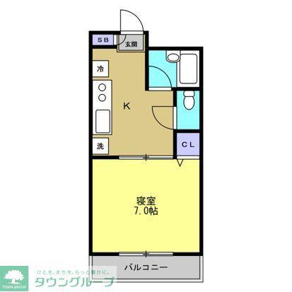 ベルハウス2番館(1K/2階)の間取り写真