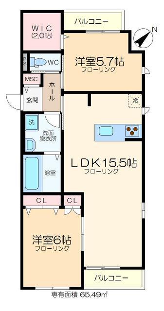 COZYCOURT(2LDK/3階)の間取り写真