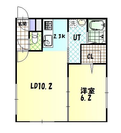 BRUN CUBEIII(1LDK/1階)の間取り写真
