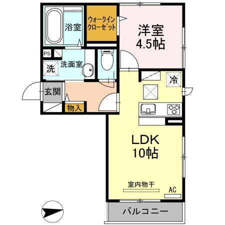 リヴェール コート(1LDK/1階)の間取り写真