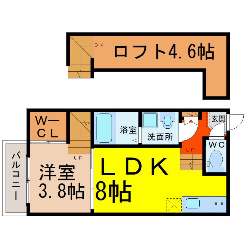 ニューサンライズ(1LDK/2階)の間取り写真