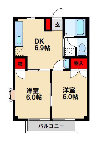 メゾンエクセル(2DK/2階)の間取り写真