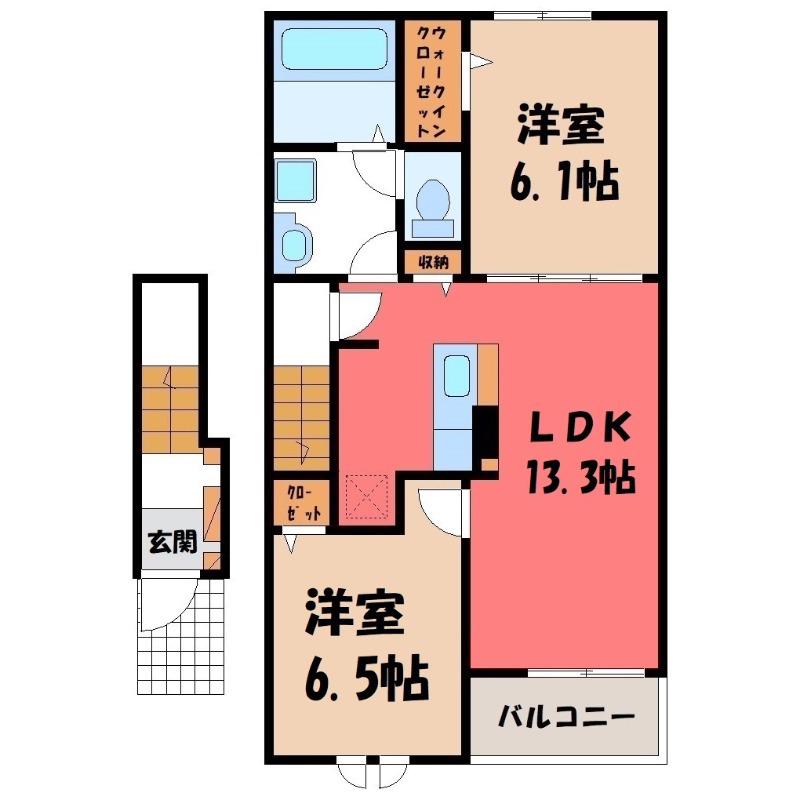 クレストコート(2LDK/2階)の間取り写真