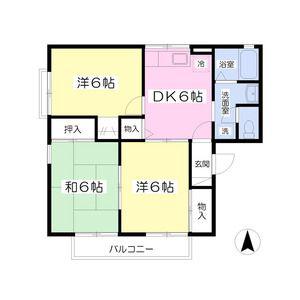 アーバンラフィーネB(3DK/1階)の間取り写真