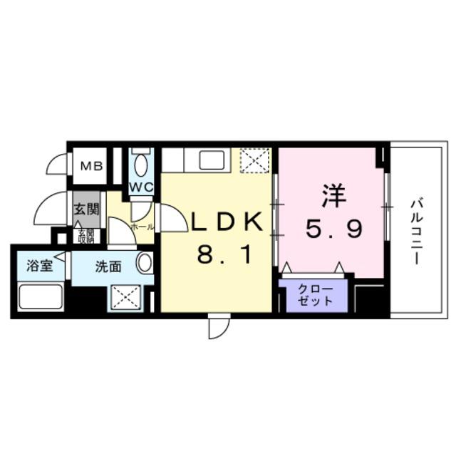 ココ クレメント I(1LDK/8階)の間取り写真