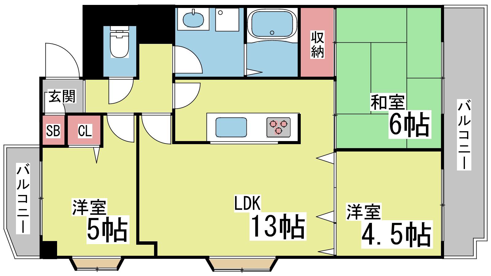 グランディア六甲LEGEND(3LDK/3階)の間取り写真
