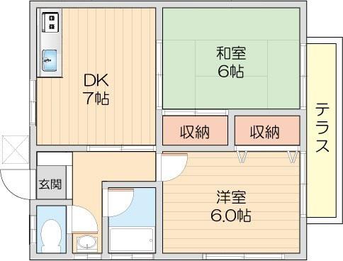 ハイツ山久(2DK/1階)の間取り写真