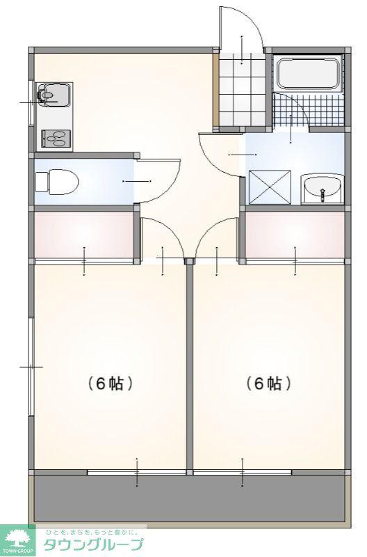 ウスダム高崎2号棟(2DK/4階)の間取り写真