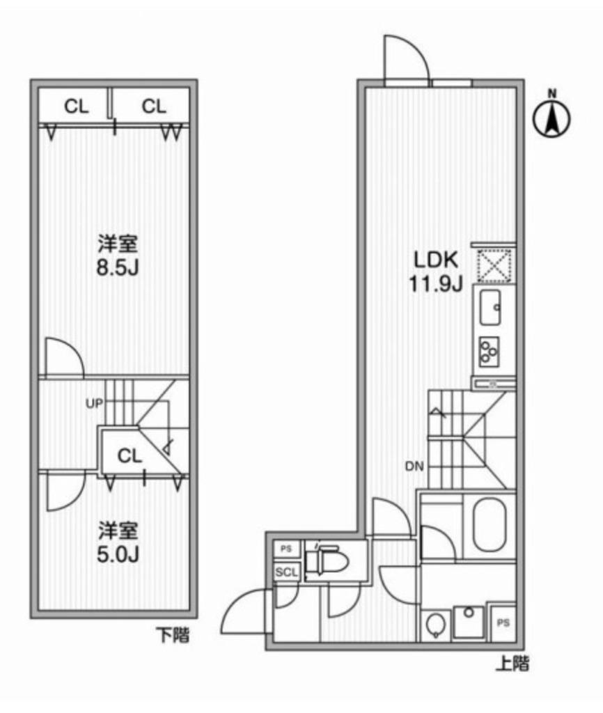 リーガランド神楽坂(2LDK/B1階)の間取り写真