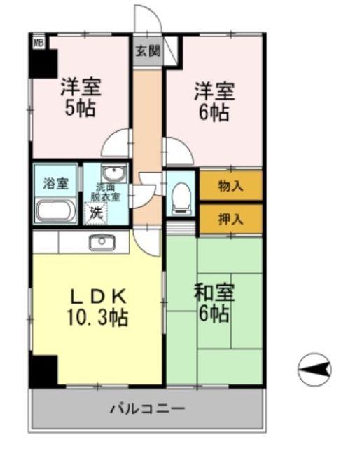 フリーダム光が丘II(3LDK/4階)の間取り写真