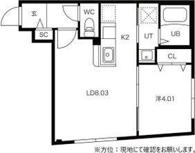 RITZ GRANDE中島公園(1LDK/2階)の間取り写真
