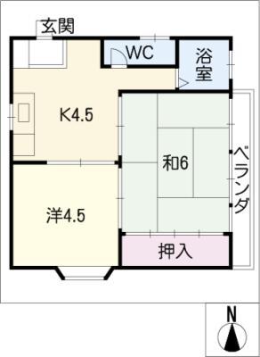 コーポ南蝉(2DK/1階)の間取り写真