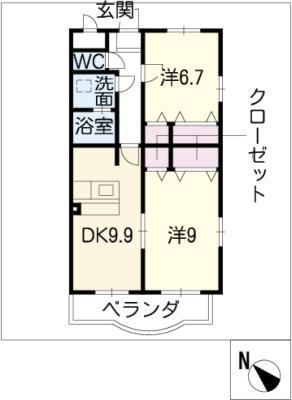 クレールミタカ(2DK/3階)の間取り写真