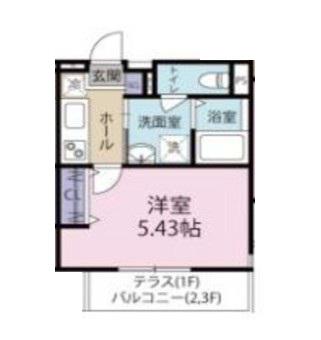 スフィーダみずほ台I(1K/2階)の間取り写真