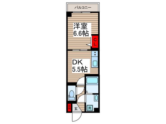 ルリアン北小岩III(1DK/2階)の間取り写真