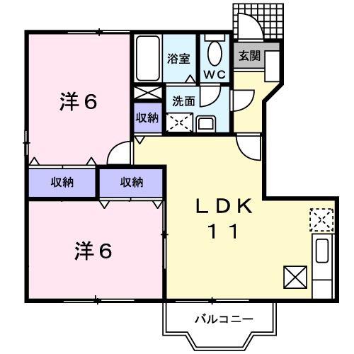 エヌ.アメニティB(2LDK/1階)の間取り写真