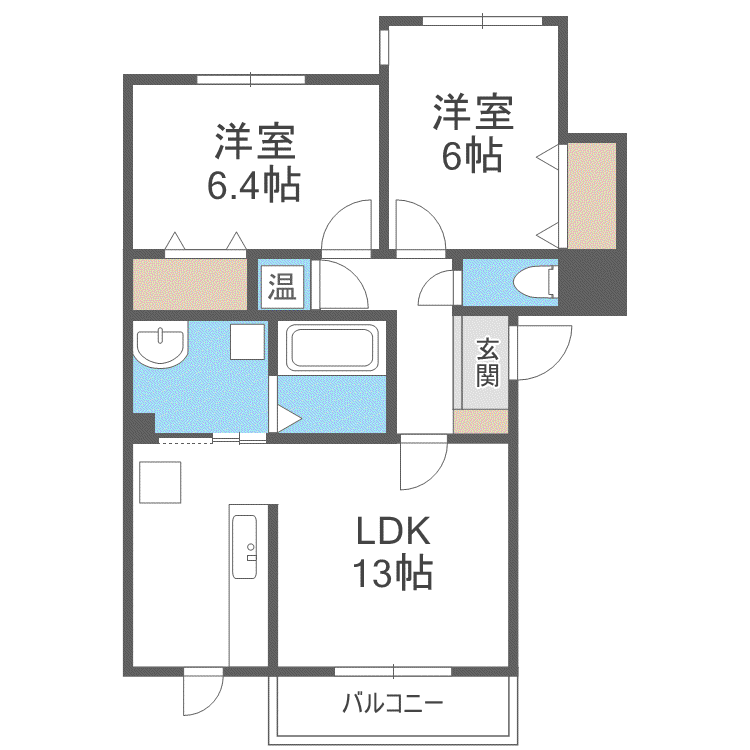 ラムズ千歳(2LDK/4階)の間取り写真