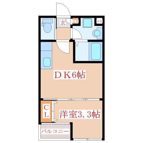 FORTUNA07(1DK/1階)の間取り写真