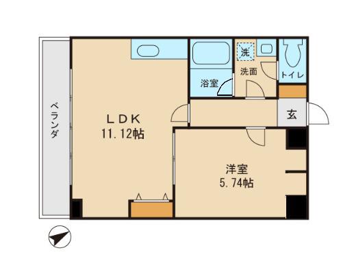 フェリスポート越谷(1LDK/4階)の間取り写真