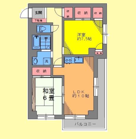サンパーク北馬込(2LDK/2階)の間取り写真