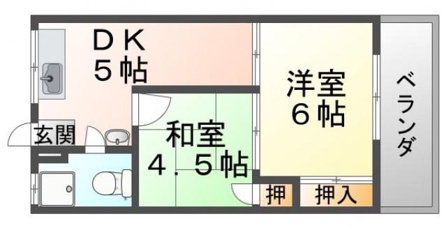 太陽ハイツ(2DK/3階)の間取り写真