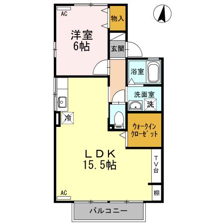 プレミール ソシア B(1LDK/2階)の間取り写真