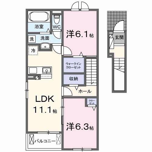 プレシャス ジェム(2LDK/2階)の間取り写真