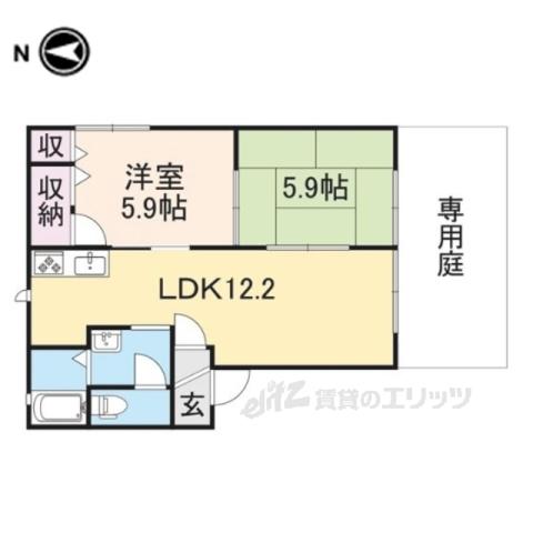 メゾン・グランドゥールⅡ(2LDK/1階)の間取り写真