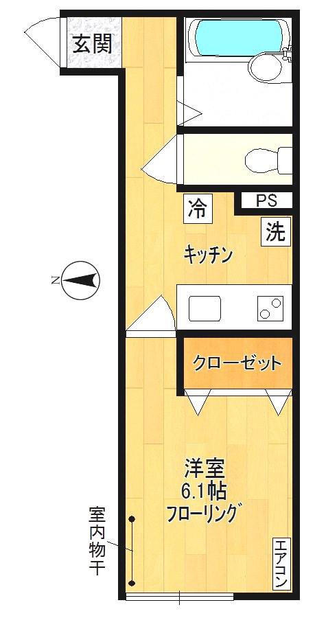 マロンハイツ(1K/2階)の間取り写真