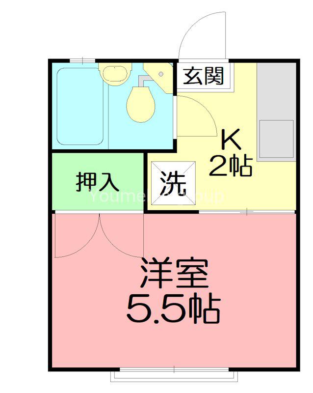 鈴木ハイツ(1K/2階)の間取り写真