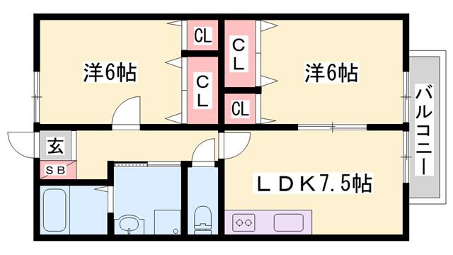 谷口ハイツ(2LDK/1階)の間取り写真