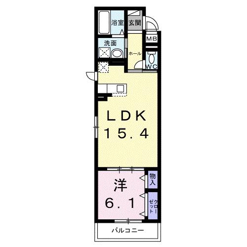 BANKSIA(1LDK/2階)の間取り写真
