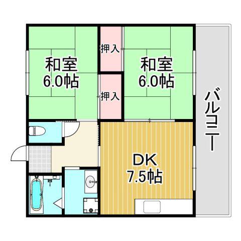 甲陽マンション(2DK/3階)の間取り写真