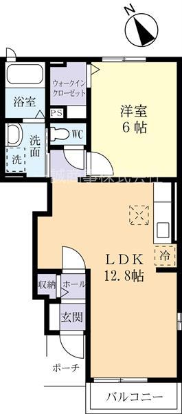 アンジュブローテ I(1LDK/1階)の間取り写真