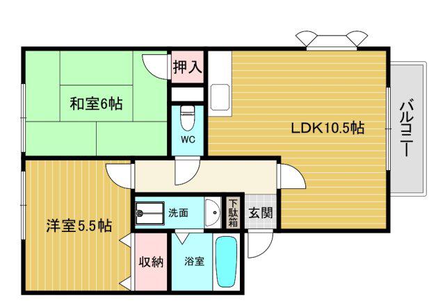 アネシス愛宕山II(2LDK/1階)の間取り写真