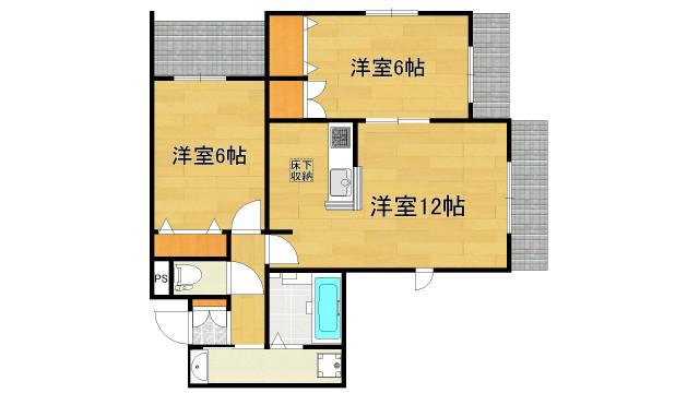 テンダーハート高野(2LDK/1階)の間取り写真