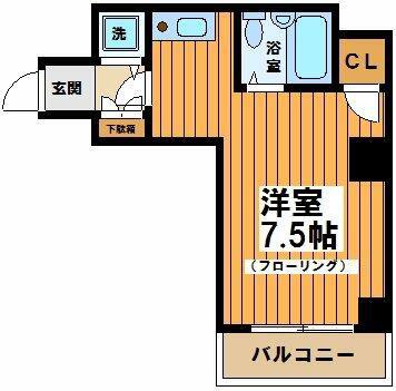 グランドステータス サクラ(ワンルーム/2階)の間取り写真