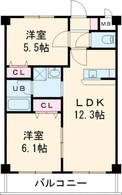 ヘリオスIZUMI(2LDK/1階)の間取り写真