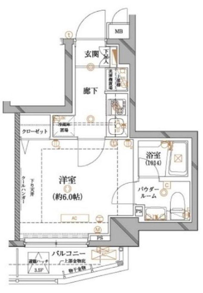 レアライズ代々木上原(1K/2階)の間取り写真