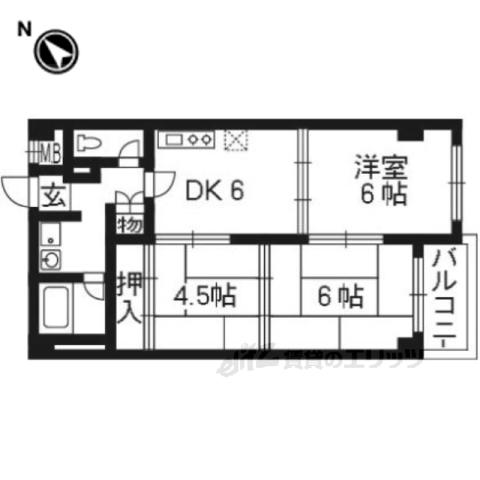 ヴィエントだいご(3DK/6階)の間取り写真