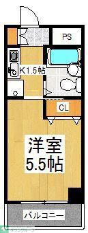 ルミエール白山(1K/4階)の間取り写真