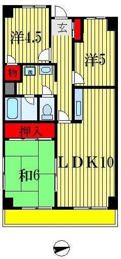 松戸シティハイツ(3LDK/4階)の間取り写真