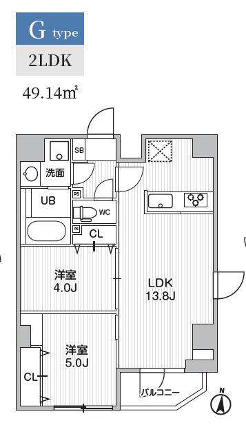 S-RESIDENCE亀戸BALM(2LDK/5階)の間取り写真