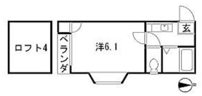 ラプティ2番館(1K/2階)の間取り写真