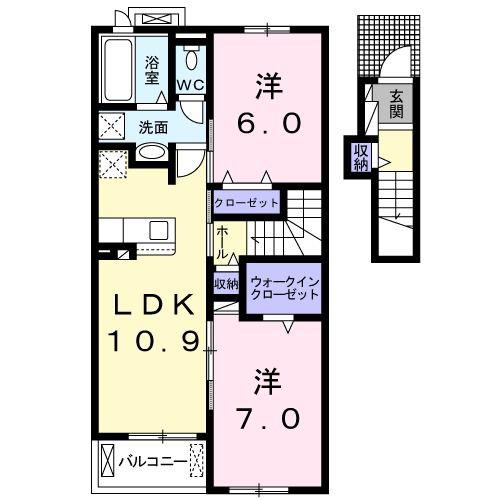 ラッフィナート カーサ(2LDK/2階)の間取り写真