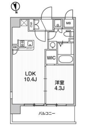 アーデン麻布十番(1LDK/4階)の間取り写真