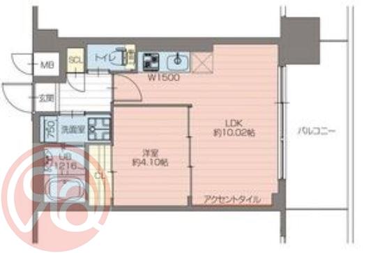 プレジオ弁天町(1LDK/4階)の間取り写真