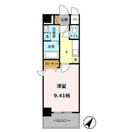 GRAND RISE 住居(1K/9階)の間取り写真