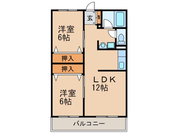 ジェイズビルII(2LDK/4階)の間取り写真