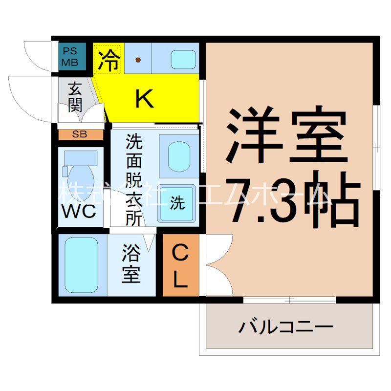 マンション 林檎の樹(1K/1階)の間取り写真